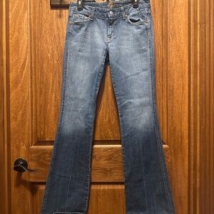 7 For All Mankind Faded Medium Blue Flare Jeans